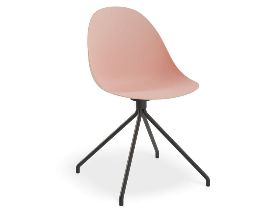 Pebble Chair Soft Pink with Shell Seat - Swivel Base - Black