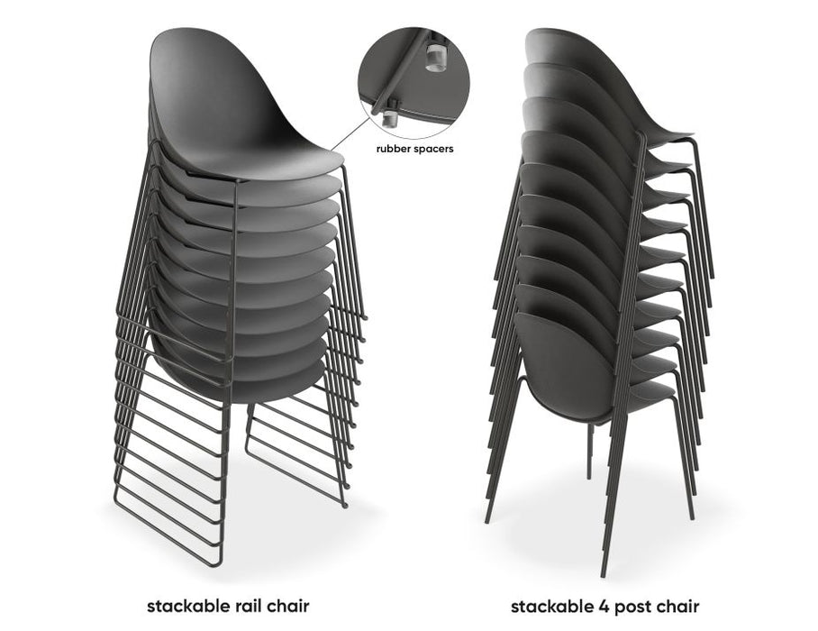 Pebble Chair Black with Shell Seat - 4 Post Stackable