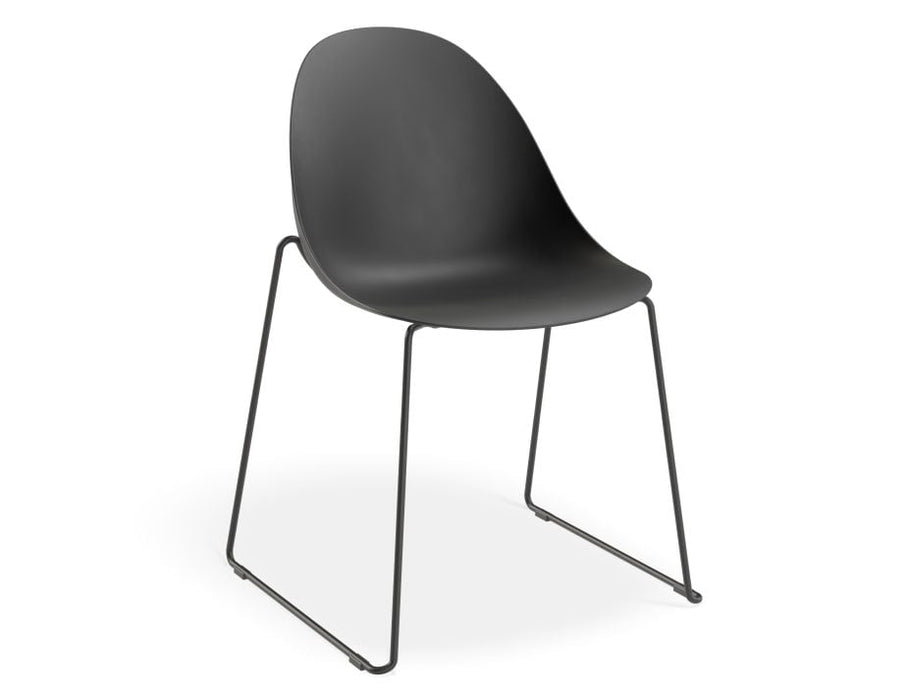 Pebble Chair Black with Shell Seat - Swivel Base