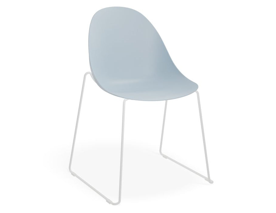 Pebble Chair Pale Blue with Shell Seat - Sled Stackable Base - Black