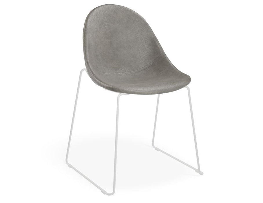 Pebble Chair Grey Upholstered Vintage Seat - Natural Beechwood Base