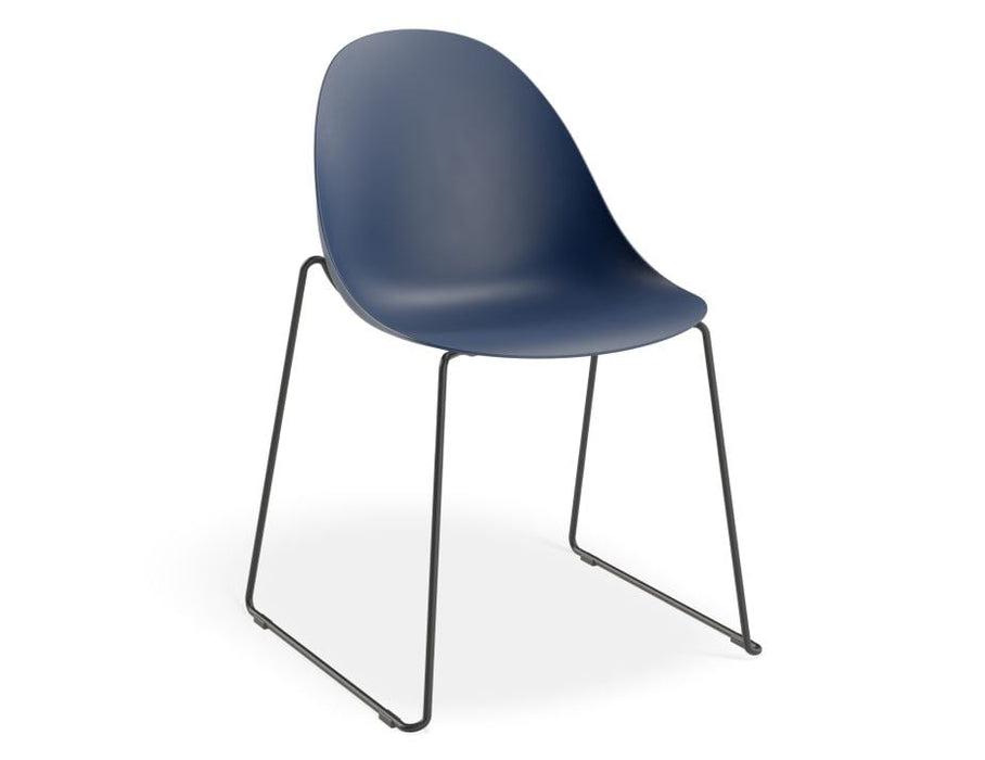 Pebble Chair Navy Blue with Shell Seat - Swivel Base - Black