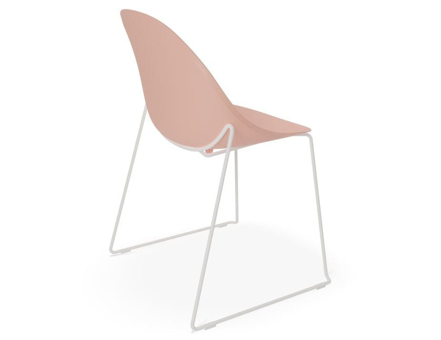 Pebble Chair Soft Pink with Shell Seat - Pyramid Fixed Base - Black