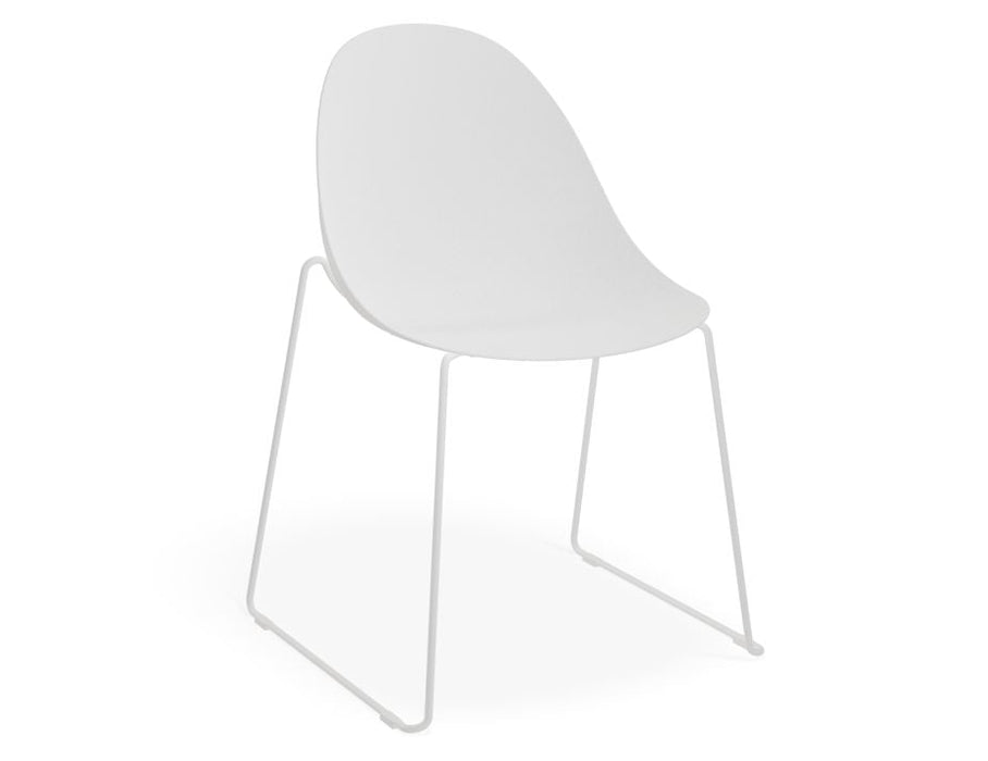 Pebble Chair White with Shell Seat - Natural Beechwood Base