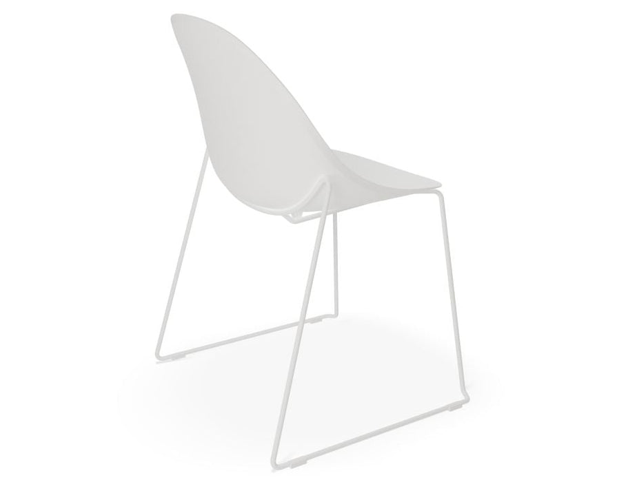 Pebble Chair White with Shell Seat - Swivel Base - Black