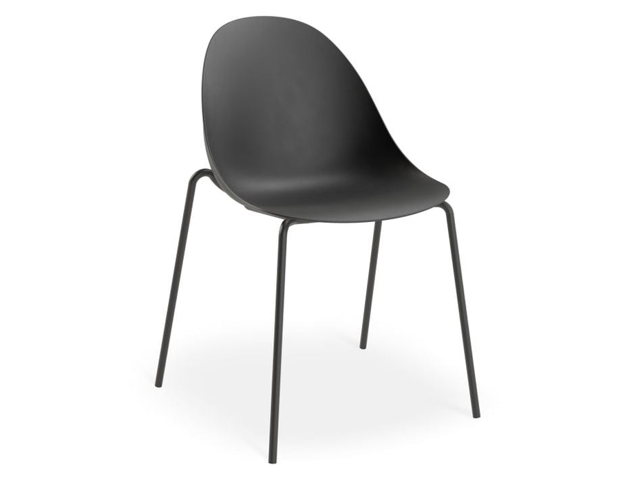 Pebble Chair Black with Shell Seat - Sled Stackable Base