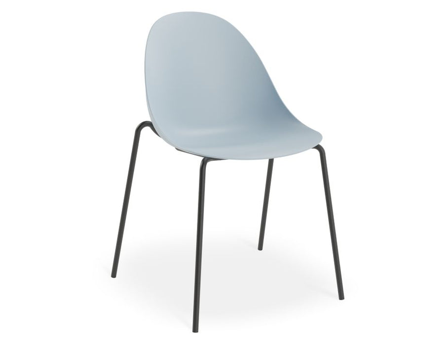 Pebble Chair Pale Blue with Shell Seat - Sled Stackable Base - Black