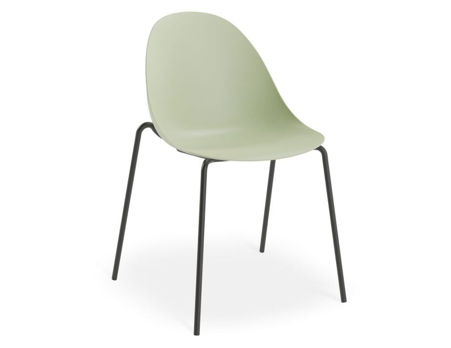 Pebble Chair Mint Green with Shell Seat - 4 Post Stackable Base - White