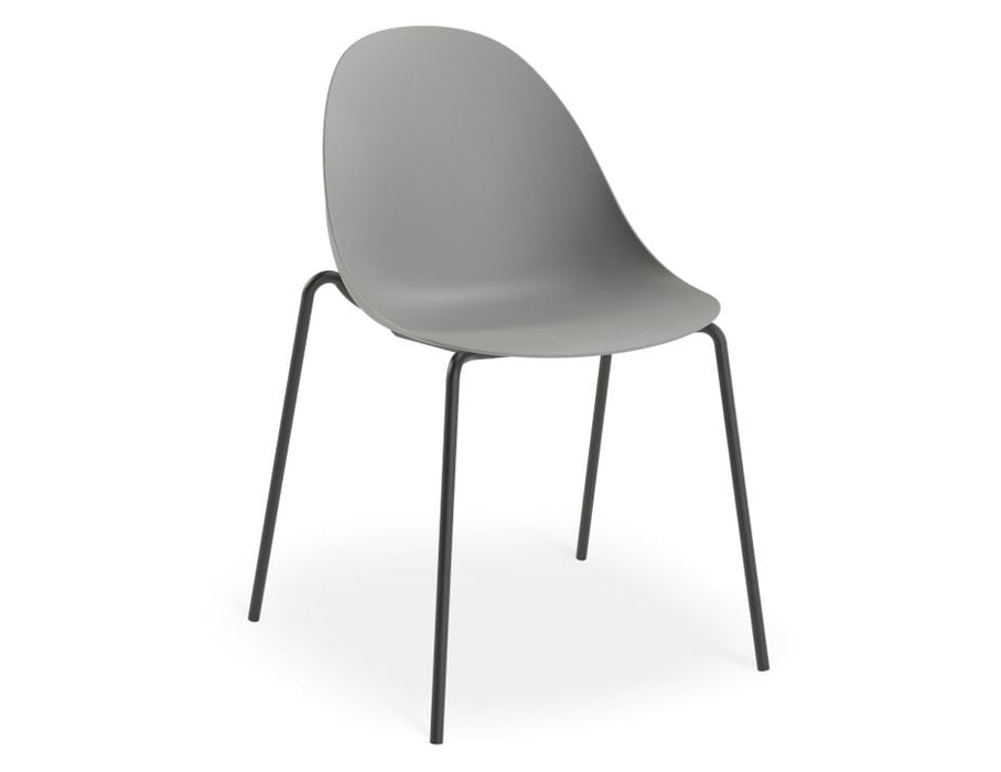 Pebble Chair Grey with Shell Seat - Sled Stackable Base - White