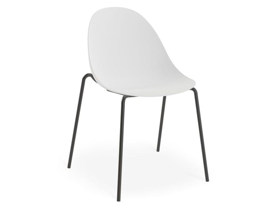 Pebble Chair White with Shell Seat - Swivel Base - Black