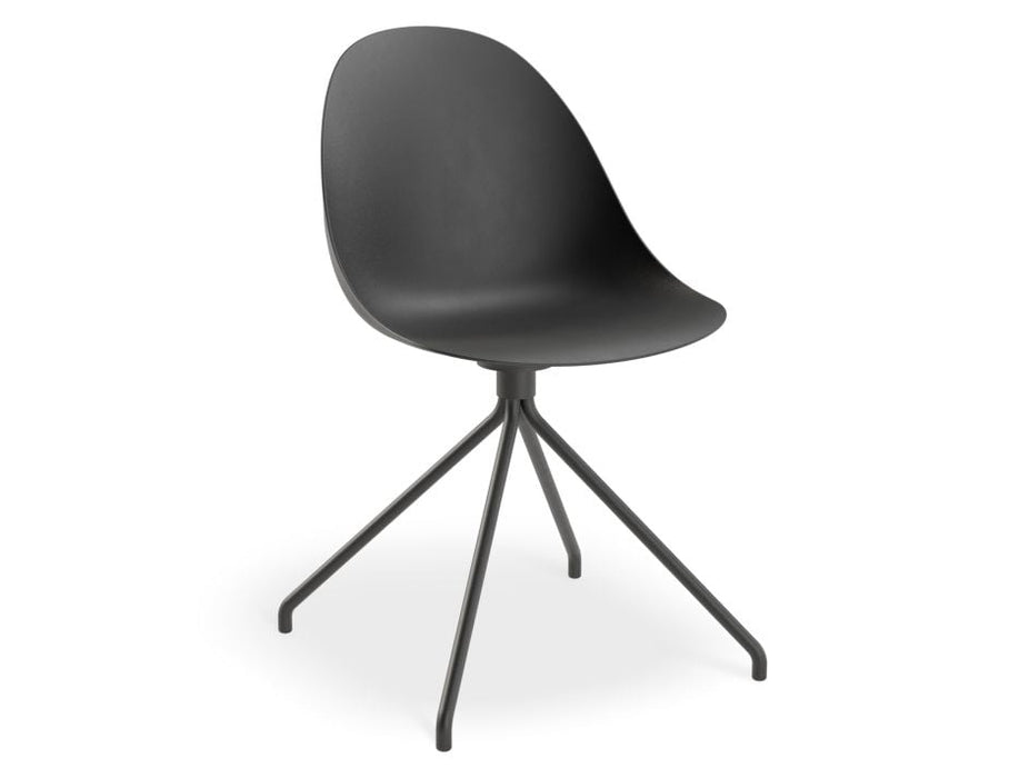 Pebble Chair Black with Shell Seat - Pyramid Fixed Base with Castors