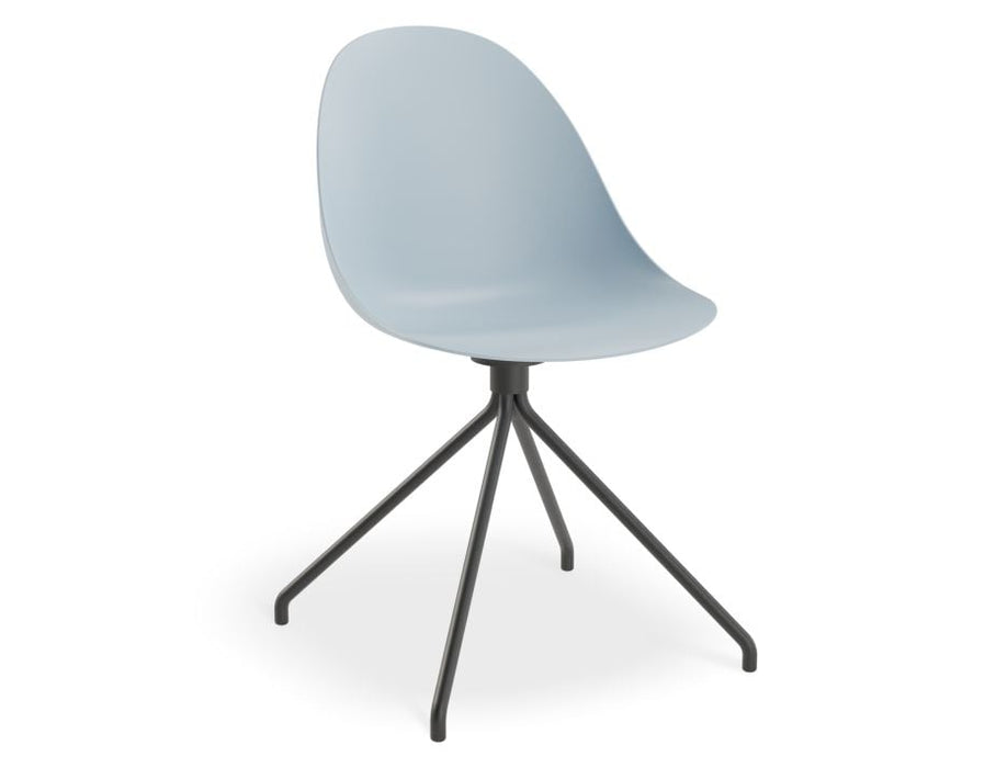 Pebble Chair Pale Blue with Shell Seat - Sled Stackable Base - White