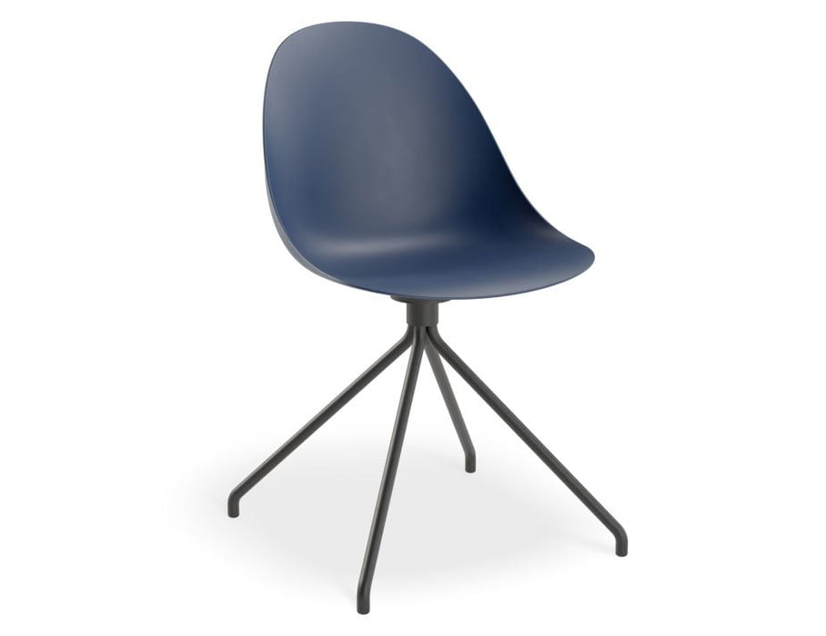 Pebble Chair Navy Blue with Shell Seat - Swivel Base - Black