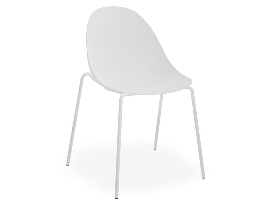 Pebble Chair White with Shell Seat - Sled Stackable Base - White