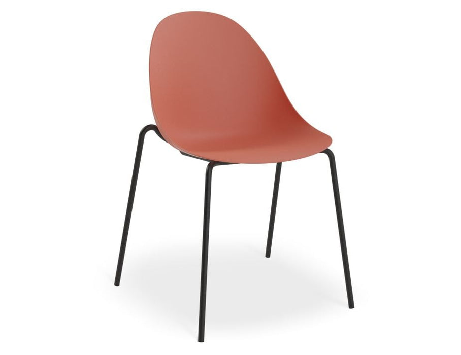 Pebble Chair Coral with Shell Seat - Swivel Base w Castors - Black