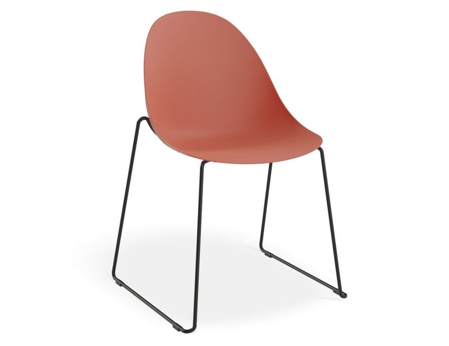 Pebble Chair Coral with Shell Seat - Natural Beechwood Base