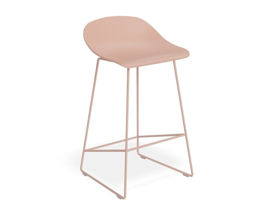 Pop Stool - Soft Pink Frame and Shell Seat - 65cm Kitchen Bench Seat Height