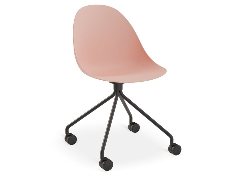 Pebble Chair Soft Pink with Shell Seat - 4 Post Stackable Base - White