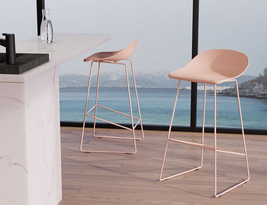 Pop Stool - Soft Pink Frame and Shell Seat - 65cm Kitchen Bench Seat Height