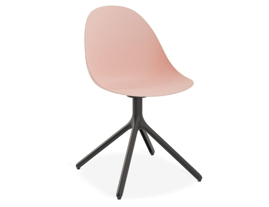 Pebble Chair Soft Pink with Shell Seat - 4 Post Stackable Base - White