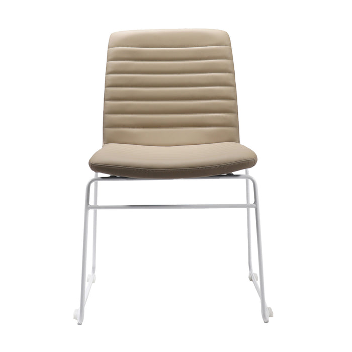 Pixel Sled Chair - Almond PU/White
