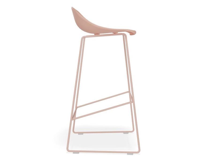 Pop Stool - Soft Pink Frame and Shell Seat - 65cm Kitchen Bench Seat Height