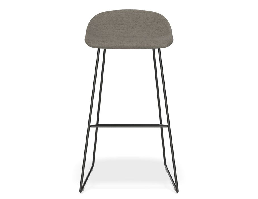 Pop Stool - Black Frame and Fabric Grey Seat - 65cm Kitchen Bench Seat Height