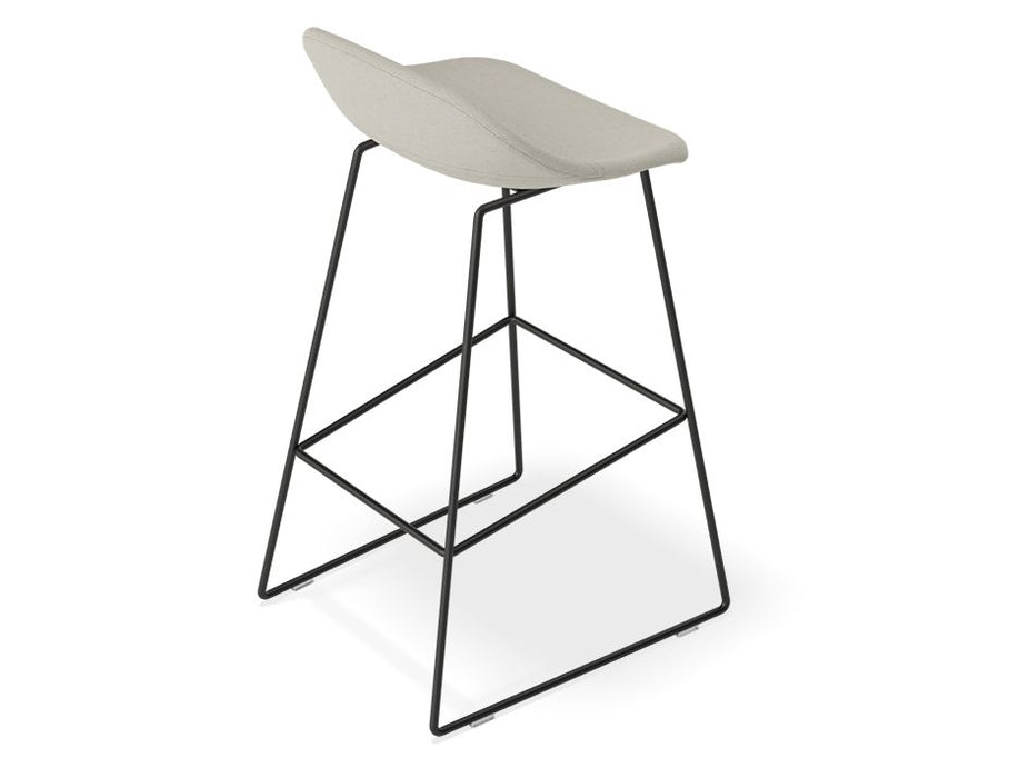 Pop Stool - Black Frame and Fabric Light Grey Seat - 65cm Kitchen Bench Seat Height