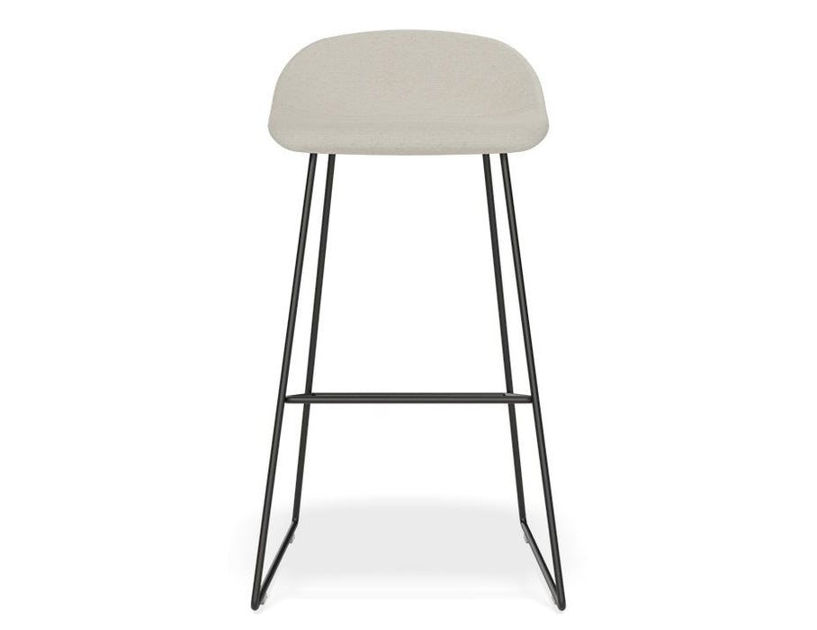 Pop Stool - Black Frame and Fabric Light Grey Seat - 65cm Kitchen Bench Seat Height