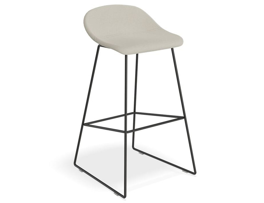 Pop Stool - Black Frame and Fabric Light Grey Seat - 65cm Kitchen Bench Seat Height