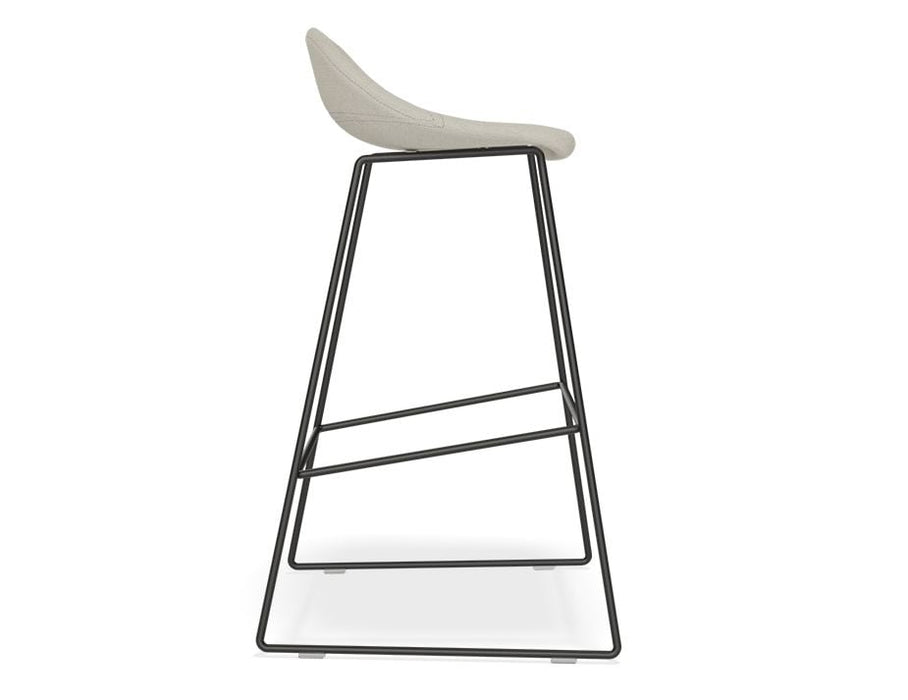 Pop Stool - Black Frame and Fabric Light Grey Seat - 75cm Commercial Bar Height