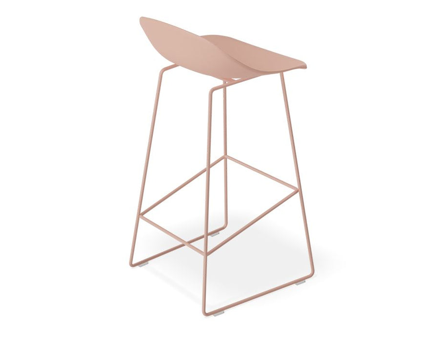 Pop Stool - Soft Pink Frame and Shell Seat - 65cm Kitchen Bench Seat Height