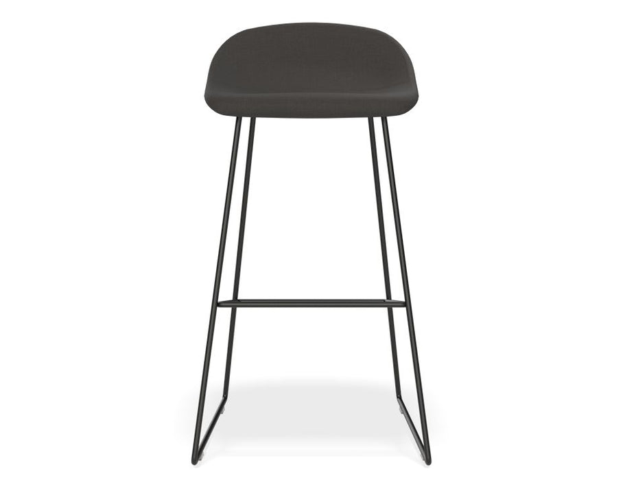 Pop Stool - Black Frame and Fabric Anthracite Seat - 65cm Kitchen Bench Seat Height