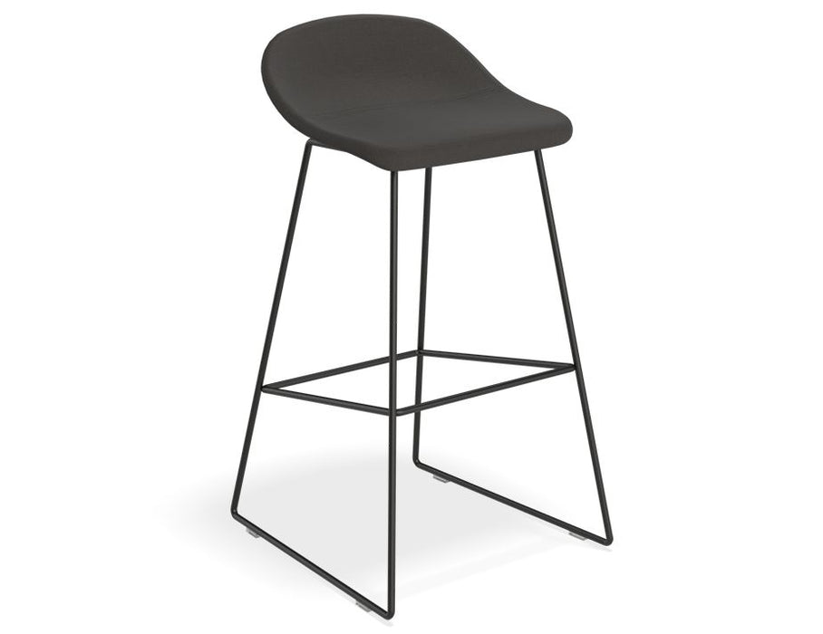 Pop Stool - Black Frame and Fabric Anthracite Seat - 65cm Kitchen Bench Seat Height