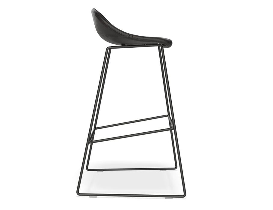 Pop Stool - Black Frame and Upholstered Vintage Black Seat - 75cm Commercial Bar Height