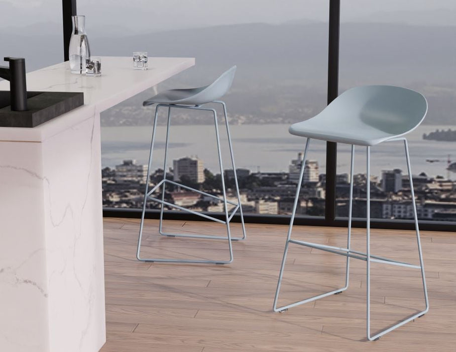 Pop Stool - Powder Blue Frame and Shell Seat - 75cm Commercial Bar Height