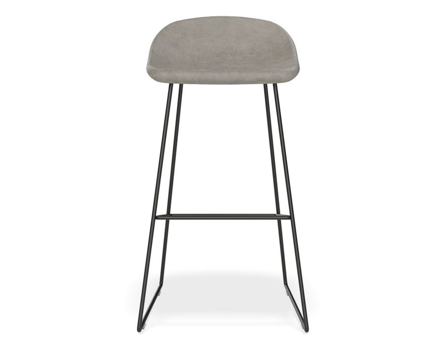 Pop Stool - Black Frame and Upholstered Vintage Grey Seat - 75cm Commercial Bar Height