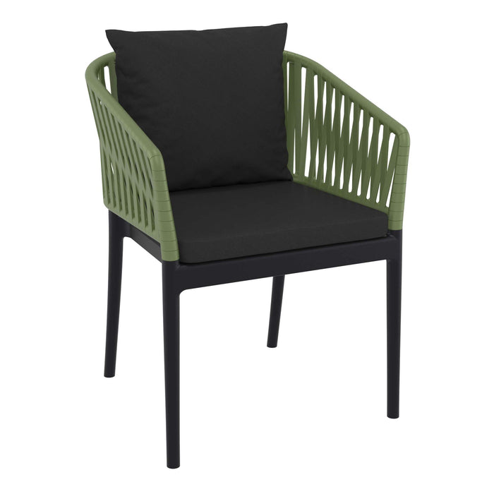 Siesta Portofino Armchair - Black/Olive Green with Black Cushions