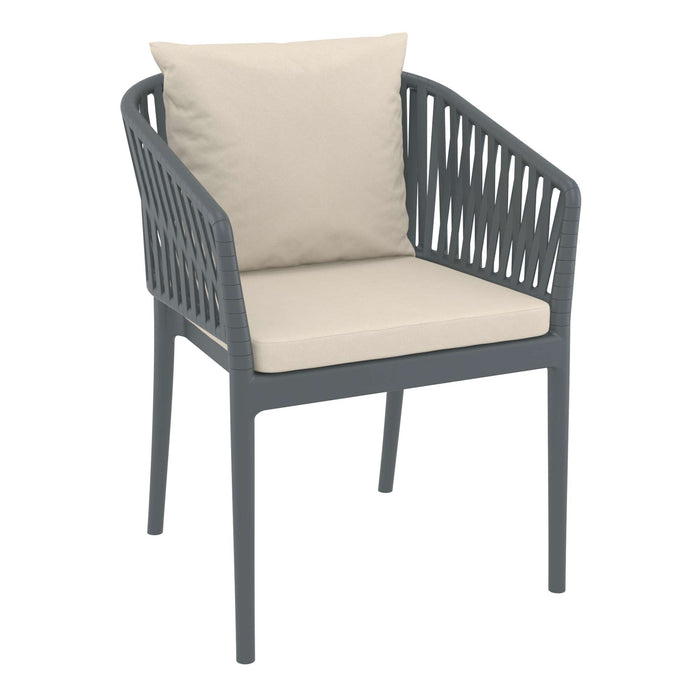 Siesta Portofino Armchair - Dark Grey with Beige Cushions