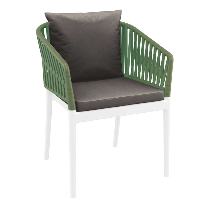 Siesta Portofino Armchair - White/Olive Green with Dark Grey Cushions