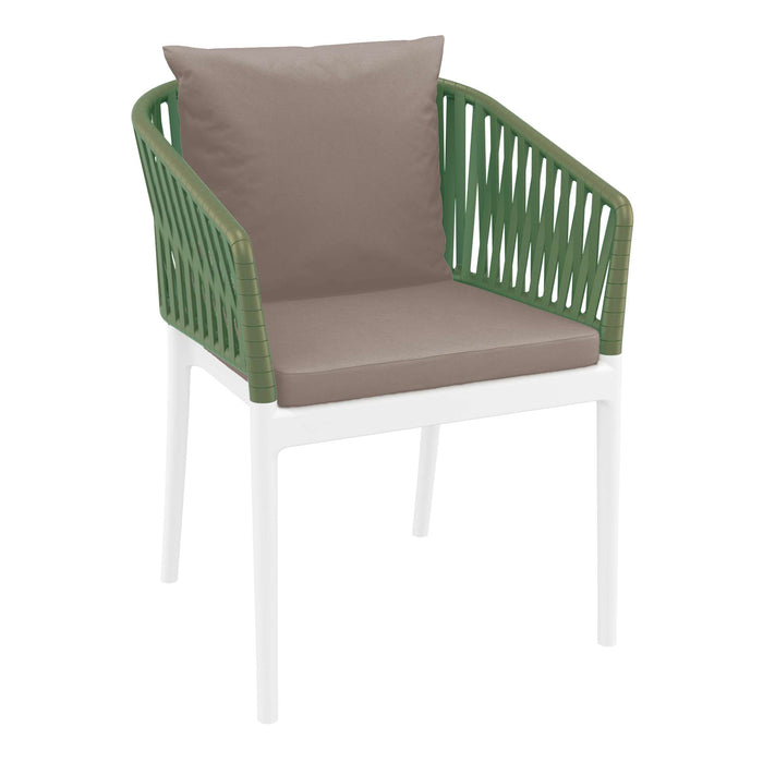 Siesta Portofino Armchair - White/Olive Green with Light Brown Cushions