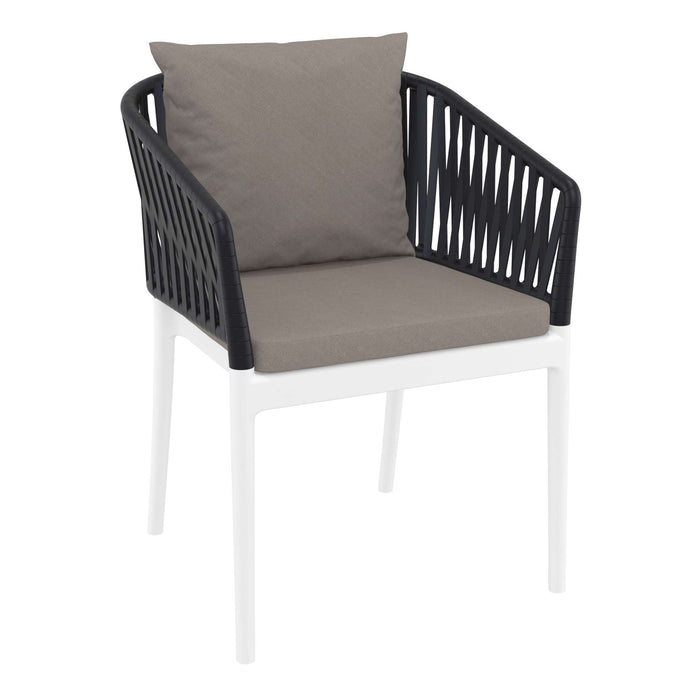 Siesta Portofino Armchair - White/Black with Light Brown Cushions