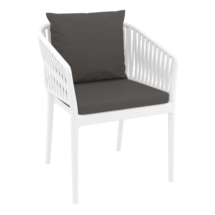 Siesta Portofino Armchair - White with Dark Grey Cushions