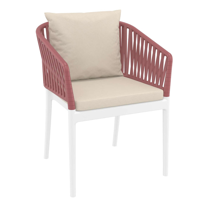 Siesta Portofino Armchair - White/Marsala with Beige Cushions