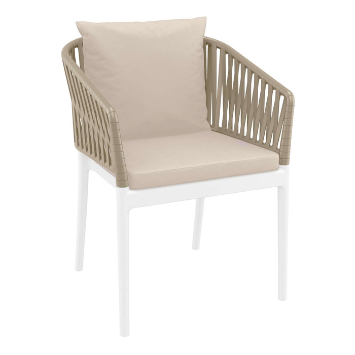 Siesta Portofino Armchair - White/Taupe with Beige Cushions