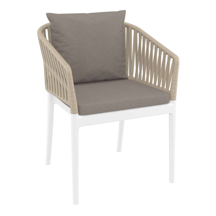 Siesta Portofino Armchair - White/Taupe with Light Brown Cushions