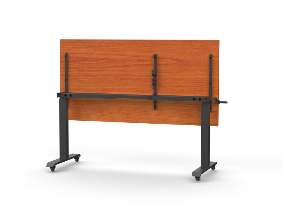 Boost Crank Flip Top Table - 1500mm W x 750mm D - Cherry - Black P/C