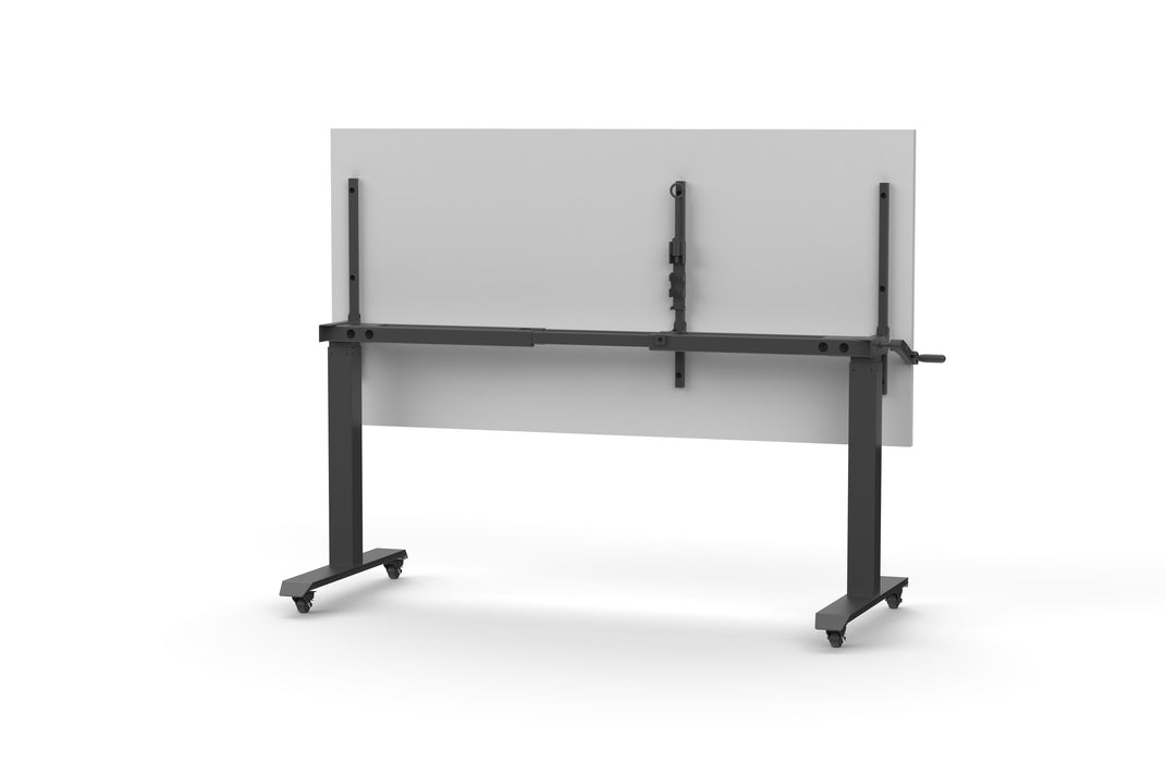 Boost Crank Flip Top Table - 1800mm W x 750mm D - Natural White - Black P/C