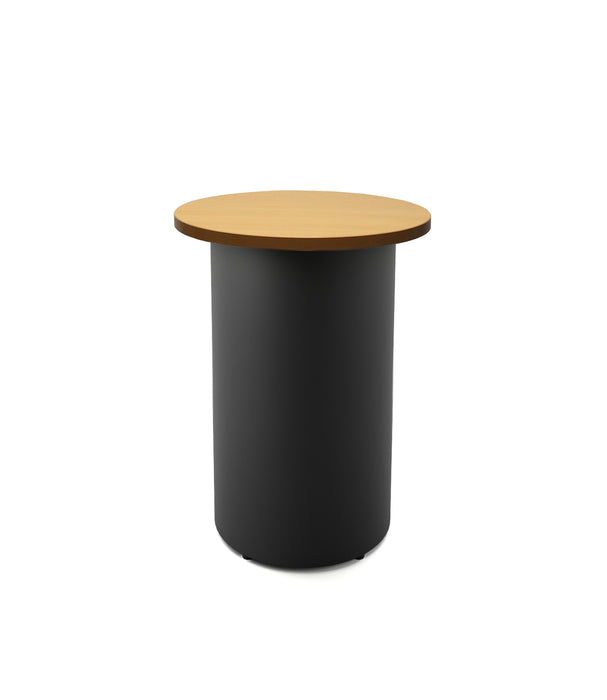 Drum Base Round High Bar Table - 600mm Dia x 1050mm H - Beech - Black P/C