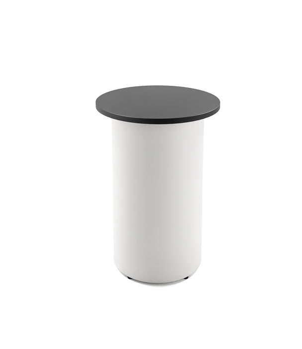 Drum Base Round High Bar Table - 600mm Dia x 1050mm H - Black - White P/C